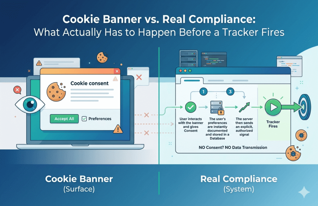 Cookie Banner vs. Real Compliance: What Actually Has to Happen Before a Tracker Fires