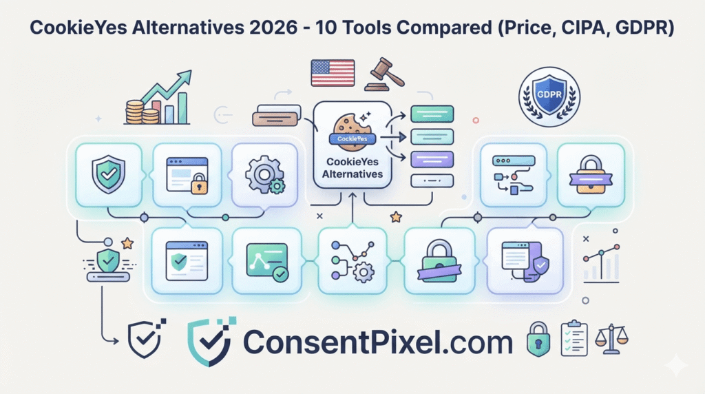 CookieYes Alternatives 2026 - 10 Tools Compared (Price, CIPA, GDPR)