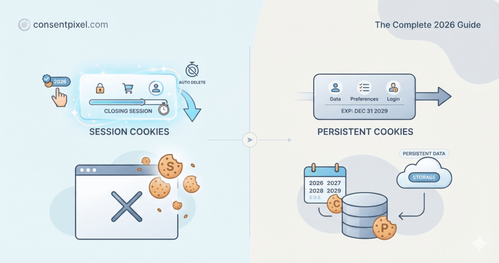 Session Cookies vs Persistent Cookies: The Complete 2026 Guide
