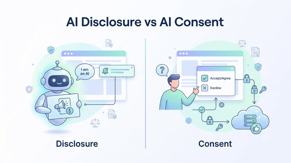 AI Disclosure vs AI Consent: The Two Duties Websites Keep Confusing